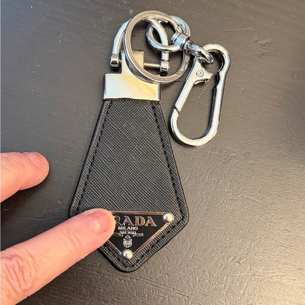 Prada Black and Silver Key Holder